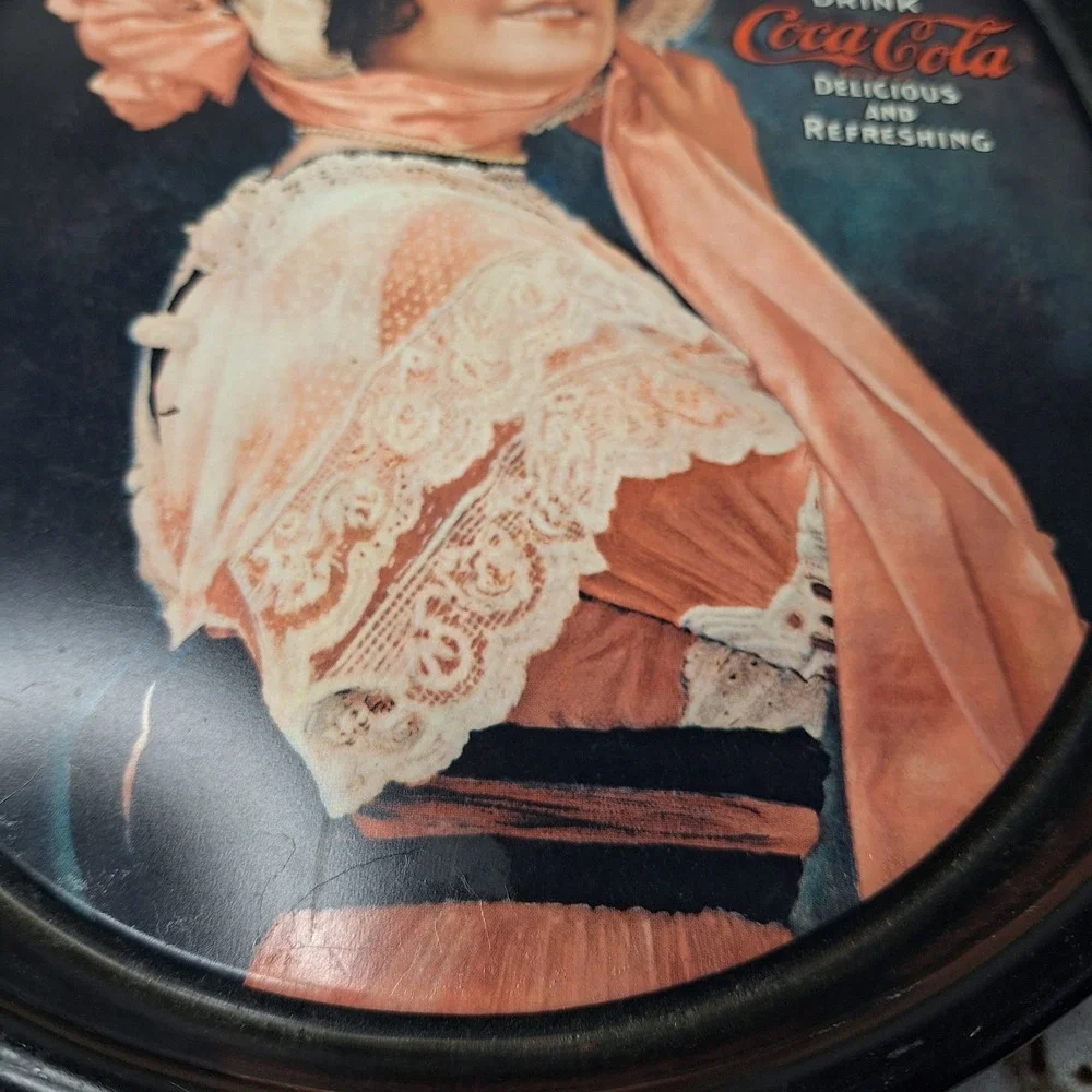 Vintage Coca-Cola 1914 Betty Girl Metal Serving Tray Oval 15 Inch Advertising‎